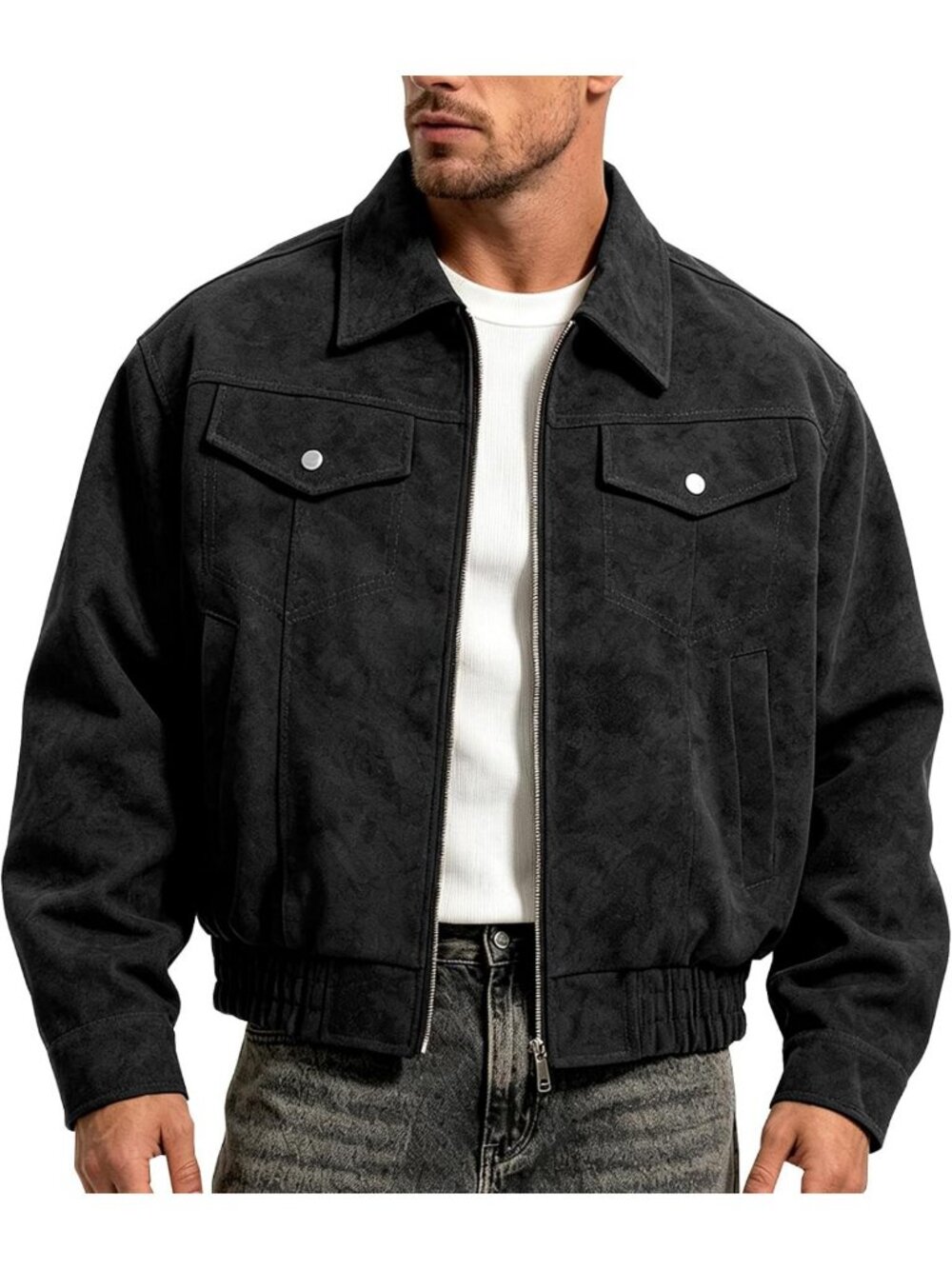Men's Lightweight Vintage Faux Leather Aviator Bomber Jacket - Stylish Outerwear